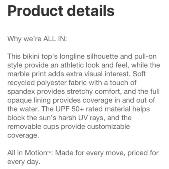 Woman's Longline Bikini Top by All In Motion Blue Size S (4-6) - Picture 3 of 8